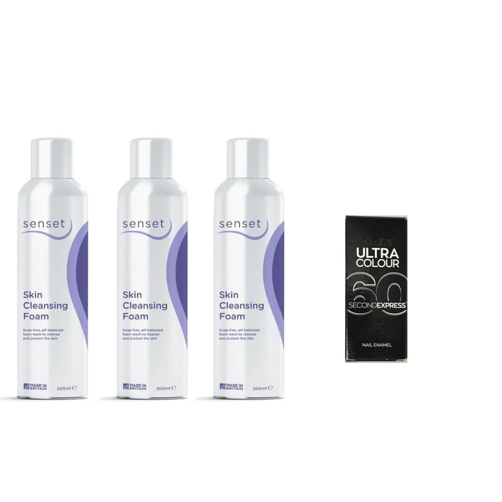 Delgirl Beauty Ltd Senset Skin Cleansing Foam, 300Ml, Pack Of 3 - Free Bottle Of Ultra Colour Nail Polish With Every Set