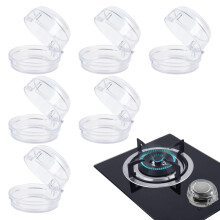 Oven Knob Covers for Child Safety 6 Pack Universal Gas Stove Protectors with Strong Adhesive Heat Proof Baby Safety Locks for Kitchen Clear
