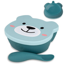 TUM TUM Stay Put Baby Bowl for Weaning, Baby Suction Bowl with Lid & Spoon, for Babies & Toddlers 6 Months+, BPA Free Weaning Set for Babies, Microwa