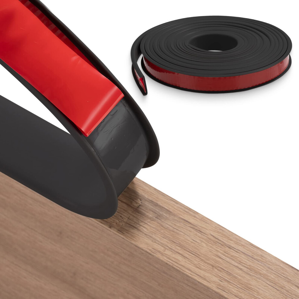 Fakilo 5M36mm U-Shape Flexible Furniture Edge Banding, Black Tpe Self Adhesive Veneer Edging Strip Edge Protector, Diy Furniture Edge Trim For Table