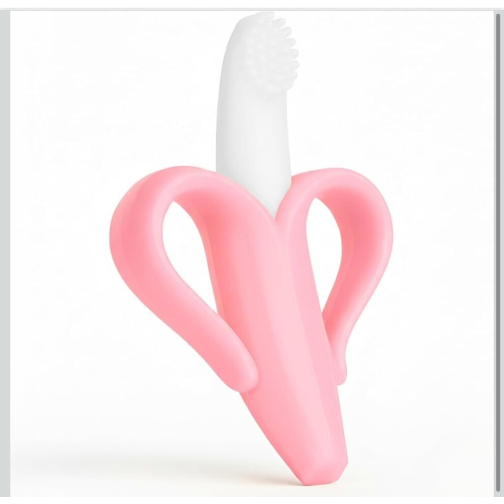 Banana Shaped Baby Silicone Teething Toothbrush (Pink) Pink