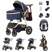 Zkiprm Baby Stroller 3-in-1, Travel System Includes Car Seat, Pushchair and Pram, Stroller with Adjustable Armrests, Impact Protection, Landscape Hig
