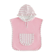 Kids Baby Girls Ruffled Trim Hooded Poncho Towels (Pink, 5-6 Years)