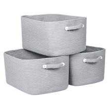 Univivi 3-Pack Storage Baskets for Shelves, Rope Basket for Towel Storage, White Bathroom Storage Basket, Woven Blanket Basket for Living Room, Shoe