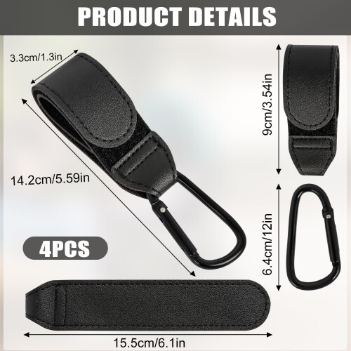 4 Pcs Leather Buggy Clips,Pram Hook Clip,Pram Rocker Clip for 1