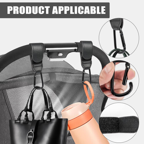 4 Pcs Leather Buggy Clips,Pram Hook Clip,Pram Rocker Clip for 2