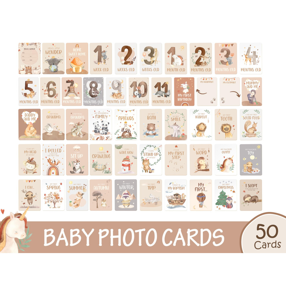 Hyggartn 50 Baby Milestone Cards – Unisex Baby Memory Cards In Gift Box – Ideal