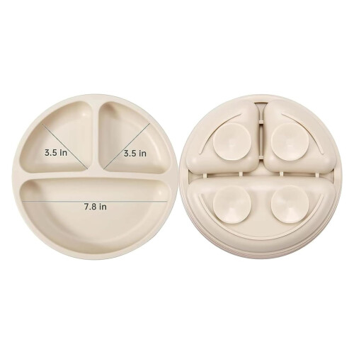 PandaEar 3 Pack Silicone Suction Plates for Babies Weaning - Divided 2