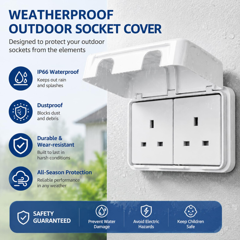 Muexoee 1 Pack Double Uk Socket Cover Box Baby Safety Childproof Electrical Pr