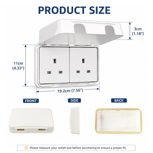 1 Pack Double UK Socket Cover Box, Baby Safety Childproof Electrical 2