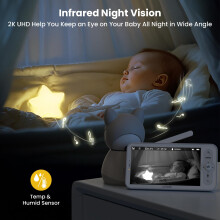 ieGeek 2K Baby Monitor with 5 Screen HD Video Baby Camera with Motion