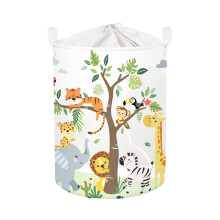 HUUMONSS Cute Foreat Animal Storage Basket for Parents Organizing Kids Toys Clothes Large Woodland Tree Laundry Hamper for Bathroom Shower, Giraffe,