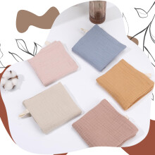 Meng Jiaran 5 Pack Baby Muslin Squares 23x22cm Baby Muslin Cloths Washcloths Natural Cotton Wipes Baby's Essentials for Newborn Wiping Feeding