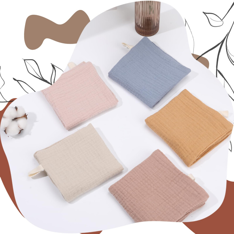 Meng Jiaran 5 Pack Baby Muslin Squares 23X22cm Baby Muslin Cloths Washcloths Natural Cotton Wipes Baby's Essentials For Newborn Wiping Feeding