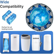 8-Pack Nappy Bin Refills | Strong Odour Lock and Tear-Resistant Baby Nappy Bin Liners Replacement | Compatible with All Models of Trash Bins | Hold 3