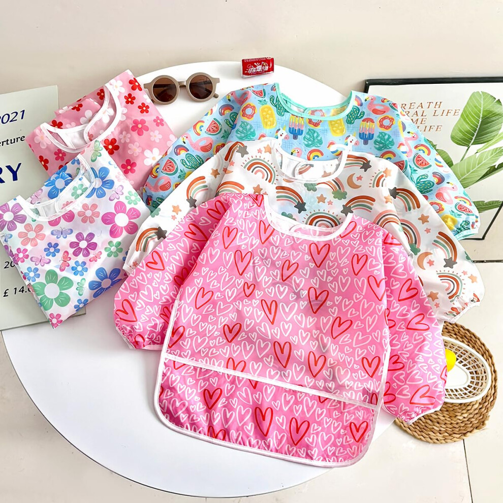 Pandaear 5 Pack Baby Long Sleeve Bibs Waterproof Full Sleeve Bib For B