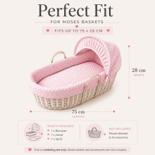 For Your Little One Moses Basket Bedding Set – Waffle & Dimple Designs with Hood, Quilt & Liner | Soft & Breathable (Moses Basket Not Included!) (Wa
