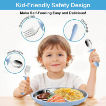 ROXANEPIG 6 Pack Toddler Utensils Kids Silverware Set with Silicone Ha