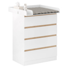 WOLTU Baby Changing Table with 4 Drawers, Dresser Unit for Nursery and Bedroom, MDF + Particleboard, White, WT008ws