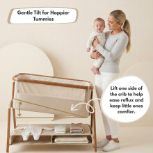 Venture Sona Next To Me Crib – Adjustable Baby Bed with Dropside, Premium Mattress, Breathable Mesh & Storage Shelf - No-Tool Assembly Bedside Baby