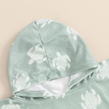 Geagodelia Hooded Swimming Poncho Towels for Kids Toddler Baby Boys Cute Animal Print Soft Changing Robe Towelling Beach Cover Up (Sea Turtle Green,