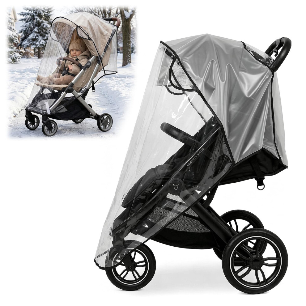 Orwayhu Universal Rain Cover For Pushchair, Transparent Stroller Rain Cover With Zipper & Ventilation, Waterproof, Fit Most Strollers, Windproof Weather Shie
