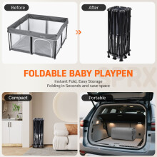 Foldable Baby Playpen with Mat,50"50" Collapsible Playard for Babies and Toddlers,Indoor&Outdoor Kids Safety Play Pen,Portable Travel Playpen