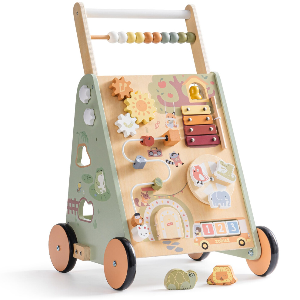 Robud Wooden Baby Walker For Toddlers 8In1 Multifunctional Push Along