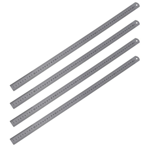 4X 60cm Acier Metal Mesure Regle Droite