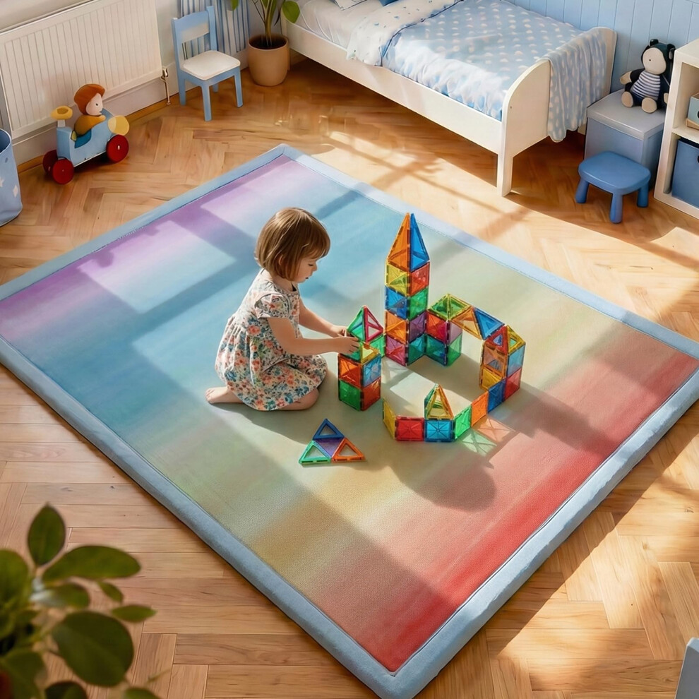 Jxgzyy Large Play Mat For Kids, 3Cm Thick Memory Foam Playpen Mat With Non-Slip Backing, Super Soft Synthetic Velvet Nursery Carpet For Floor, 12018