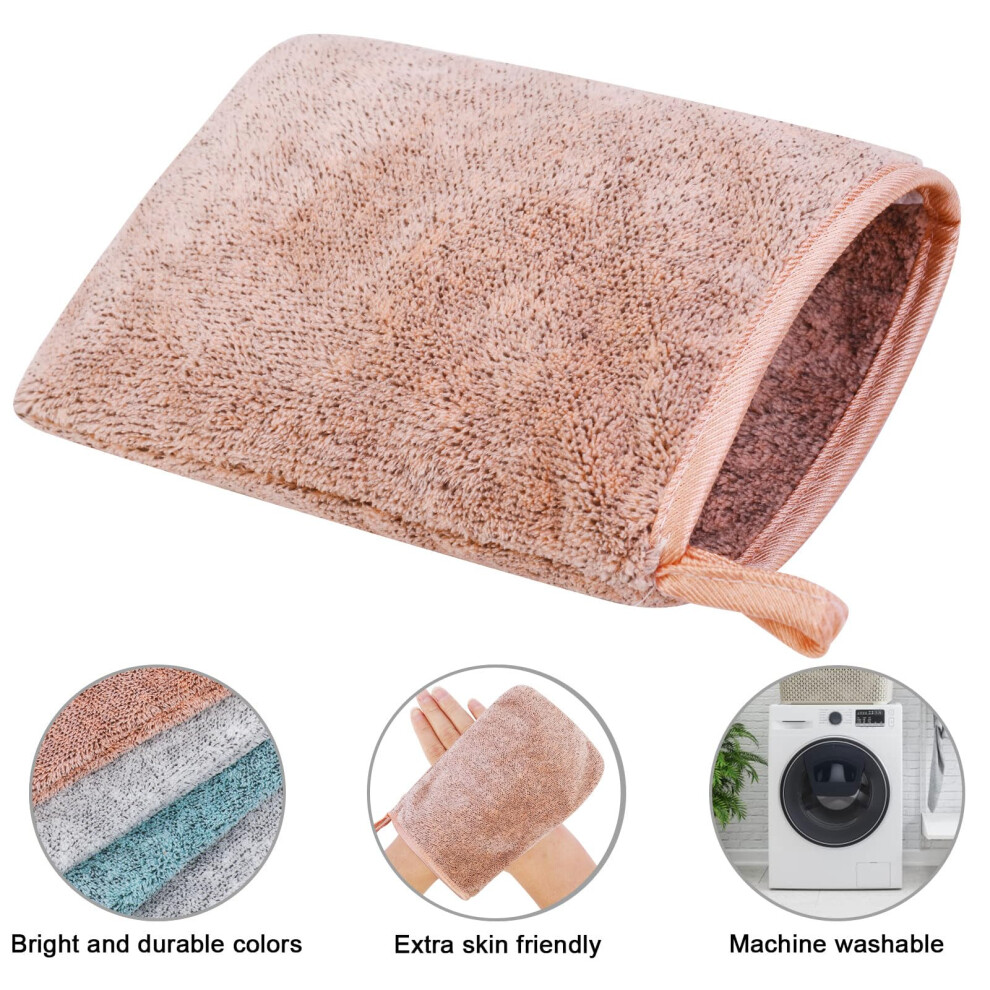6 Pack Microfiber Body Wash Mitts, 68 Inch Super Absorbent & Soft Face Mitten, Fleece Bath Spa Cloth, Reusable Makeup Remover Mitt Glo Coral Phogary