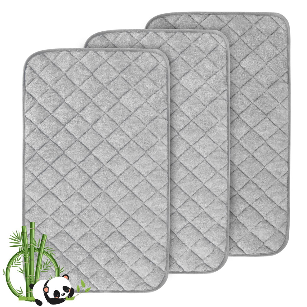 Waterproof Changing Pad Liners 3 Pack, Skin Friendly Soft Viscose Terry Towel Fabric And Absorbent, Diaper Changing Table Cover, Larger In Size Grey Springspirit