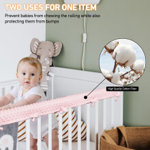 IULONEE 3pcs Baby Rail Cover Protector Set Kids Bed Rails 128x18cm/68x18cm Teething Guard Wrap Fits Side and Front Rails Bed Guardrail Protection (Pi