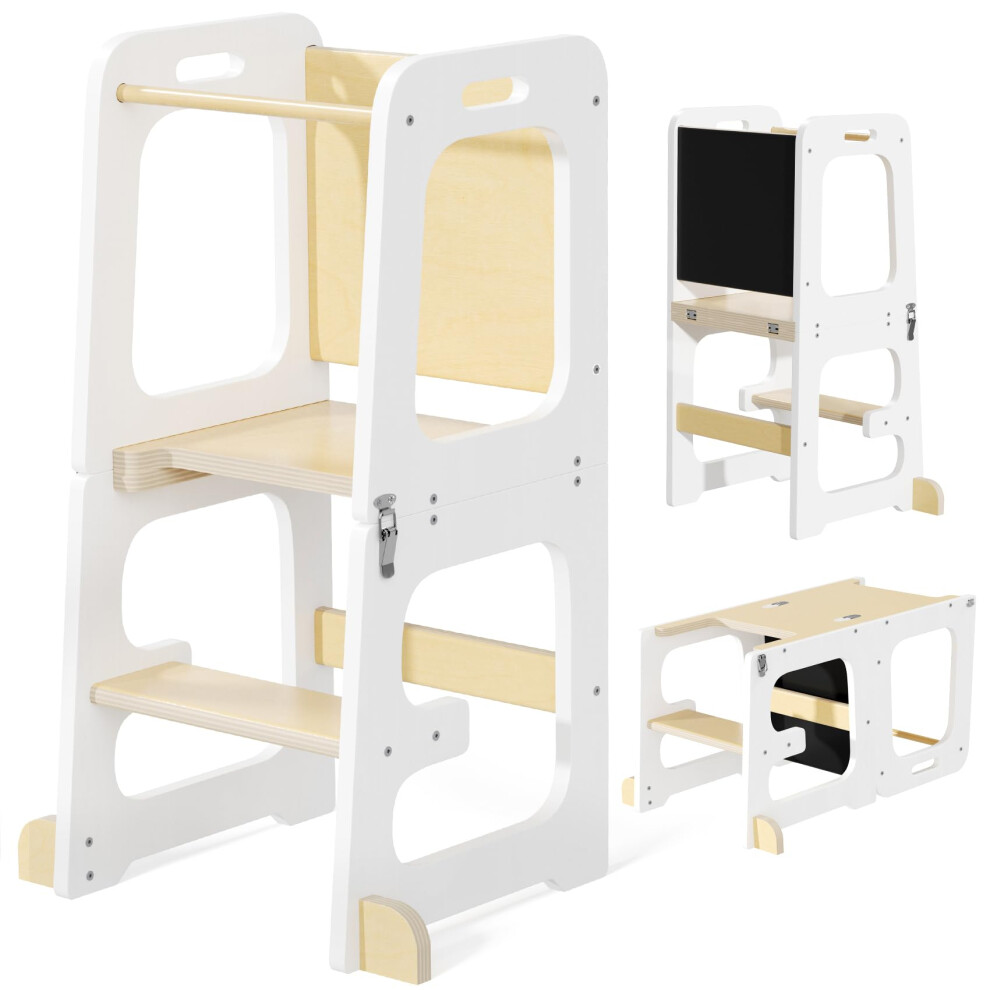 Step Stool For Kids Toddler Learning Kitchen Tower Stand Child Steps Stool For Kitchen Bathroom, White Yornoli