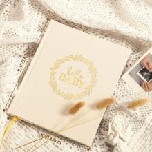 Lanpn Hello Baby Memory Book Linen Cover First 5 Year Milestone Journ