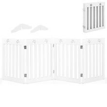 Maxmass Wooden Freestanding Pet Gate, Foldable Dog Barrier with 360Flexible Hinges and Non-slip Foot Pads, 3/4 Panel Safety Fence for Stairs (204 x