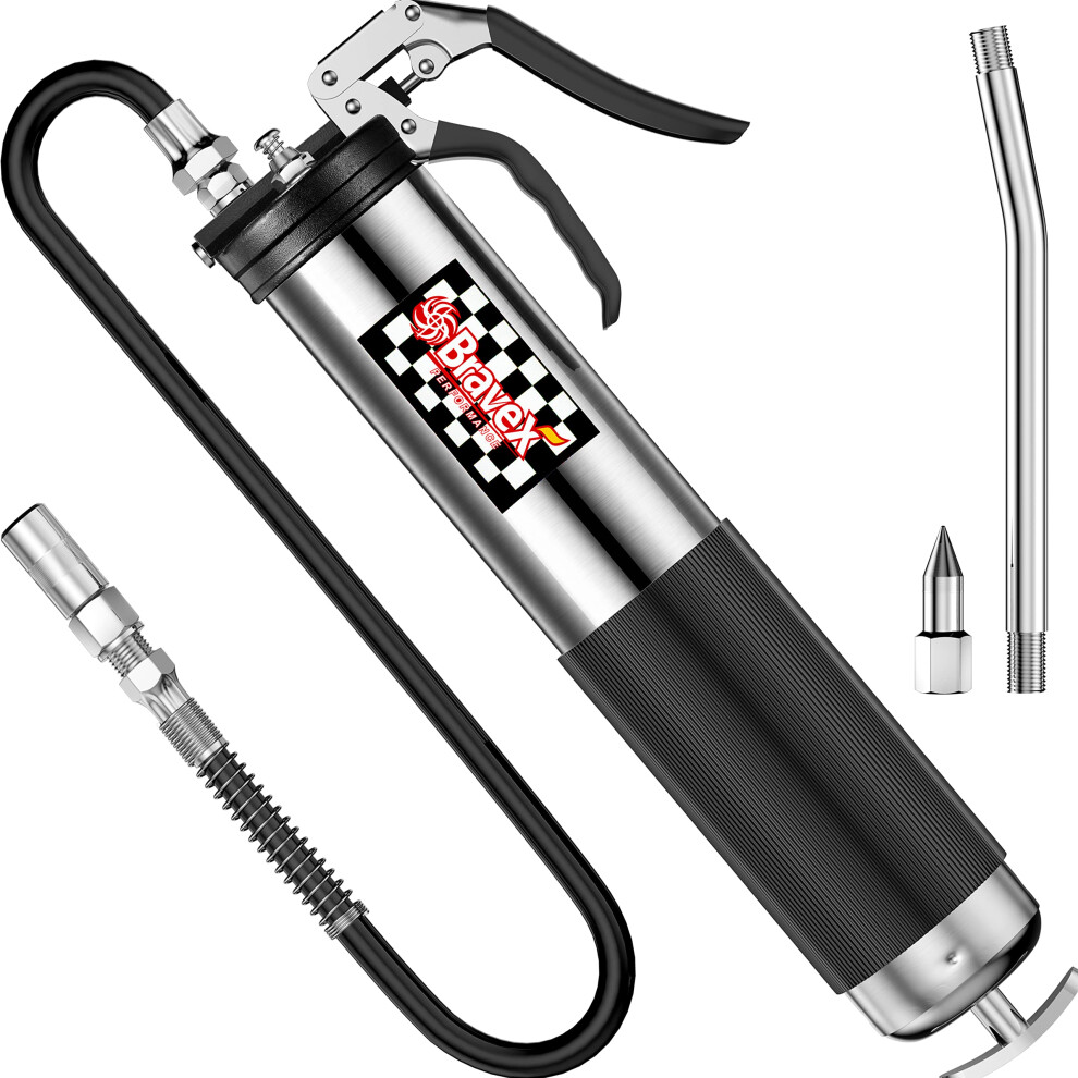 Bravex Heavy Duty Professional Pistol Grip Grease Gun 6000 Psi - 18 Inch Flex Hose 5004438363848