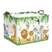 HUUMONSS Cute Jungle Animals Storage Basket for Parents Organizing Kids Toys Clothes Large Tree Boys Girls Gift Toy Box Bin Laundry Hamper for Bathro