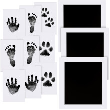 Zemiu Baby Handprint & Footprint Kit - Standard 10x8 cm, 3 Pcs Ink Pads with Clean-Touch & 9 Imprint Cards, Inkless Print Kit Safe Non-Toxic for Feet
