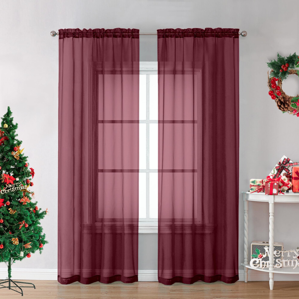 2 Pieces Sheer Voile Curtains 84 Inches Long-Lightweight Soft Window Treatment Panels For Master Room/Living Room, 2 Panels=84" W, Each W42 X L Ovzme
