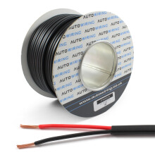 Automotive FLAT Twin 2 Core Cable 12v 24v Thin Wall Wire (25 AMP Rated 2mm²) 5/10/30/50/100 Metre (5 Metre Coil)