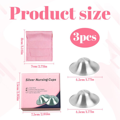 2 PCS Nipple Shields for Breastfeeding,925 Silver Nursing Cups 1