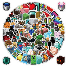 102Pcs Minec_raft Stickers, Vinyl Waterproof My World Game Sticker