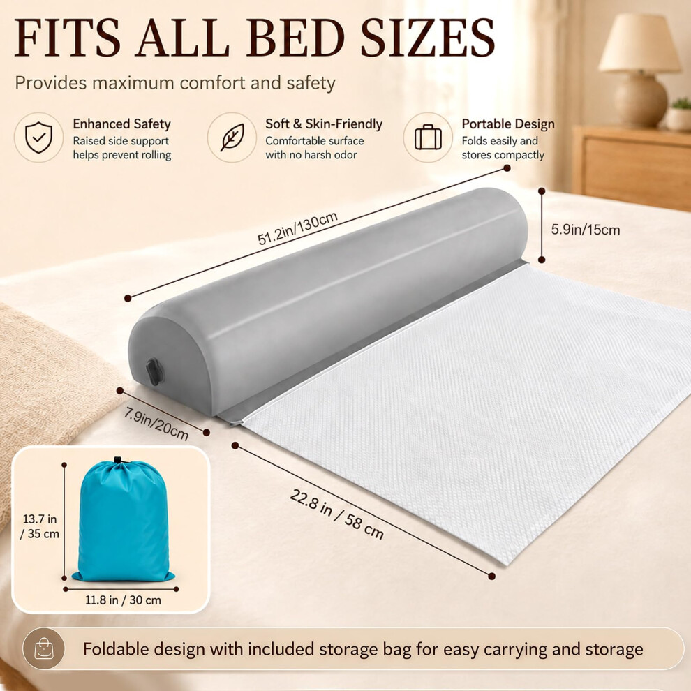2Pack Inflatable Travel Bed Rails For Toddlers, Portable Non-Slip Soft Flocking Toddler Bed Bumper With Storage Bag, Inflatable Travel Bed Guard With Vutlace