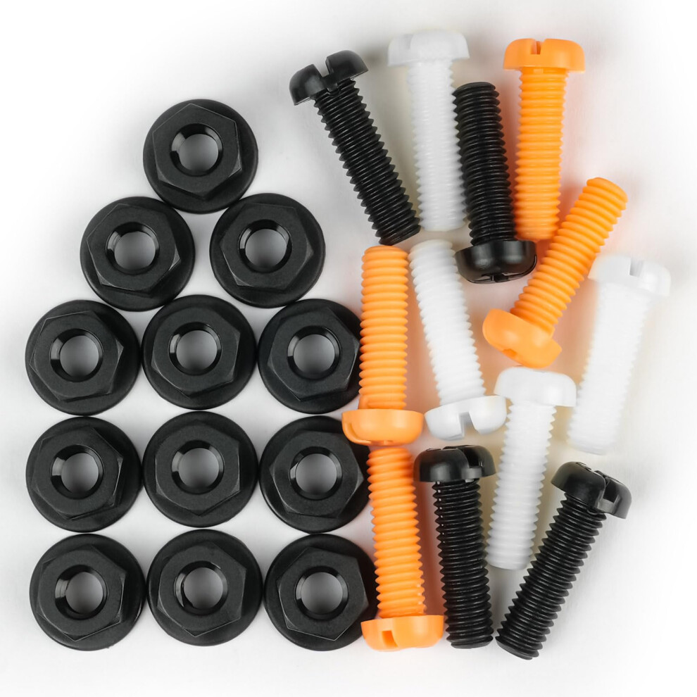 Adiwo Car License Plate Screws And Nuts Kit, 12 Sets 24 Pieces Plastic Number Plate Screws With Nuts, Car License Plate Fixing, Mixed Colours For Car 5009931399370