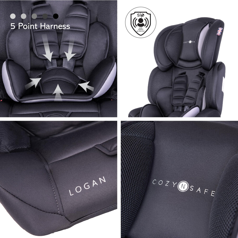 Cozy N Safe Logan Car Seat Group 1/2/3 9-36Kg, 5 Point Harness, Forward Facing High Back Booster, Side Impact Protection, Adjustable Headrest, Lightw 5005965806730