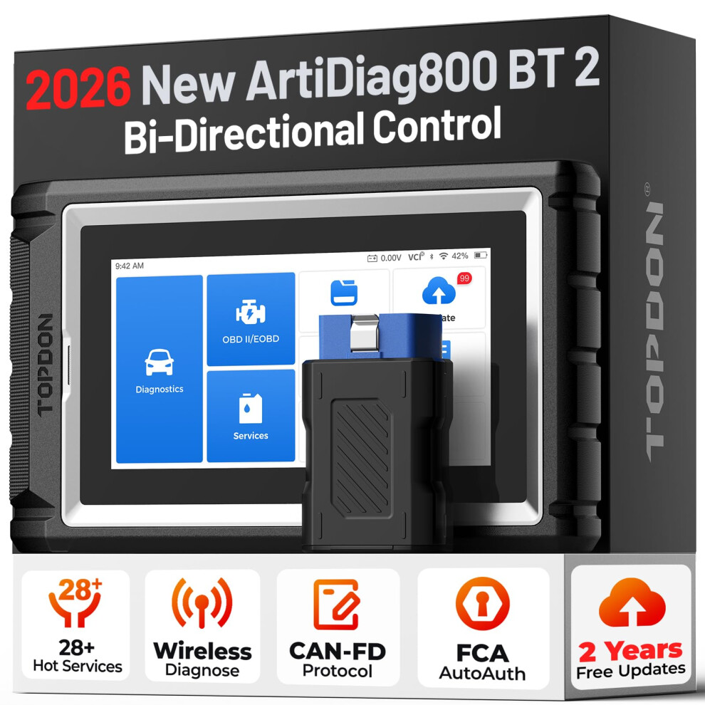 Topdon Artidiag800 Bt V2.0 Car Diagnostic Tool Bidirectional, All Systems Obd2 Scanner With 28+ Reset Services, Oil Reset/Epb/Sas/Tpms/Dpf, 2 Year Fr 5002216393704