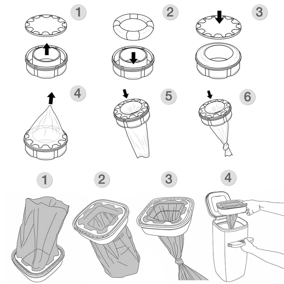 12 Nappy Bin Refills, Nappy Bags, Diaper Pail Refills，Diaper Pail Refill Bags Compatible With All Models Of Trash Bins Aleto