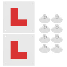 Pack of 2 Fully Magnetic L Plates for Car UK,Learner Plates Magnetic for Inside Car Window with 8 Suction Cups,Reflect Light When Driving at Night