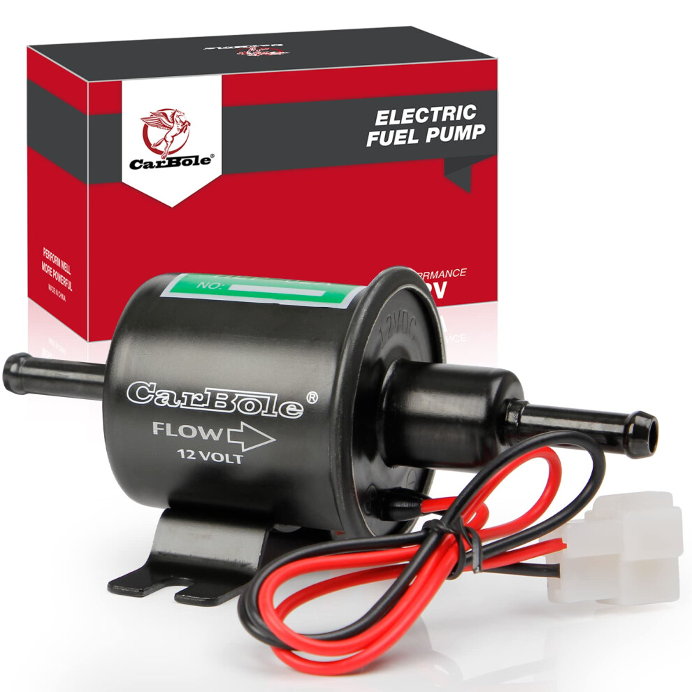 Carbole Electric Fuel Pump 2.5-4 Psi,Hep-02A,Universal Petrol Pump Fit For Diesel And Gasoline,Pure Copper Wire,8Mm Inlet And Outlet Size Compatible 5009340459528